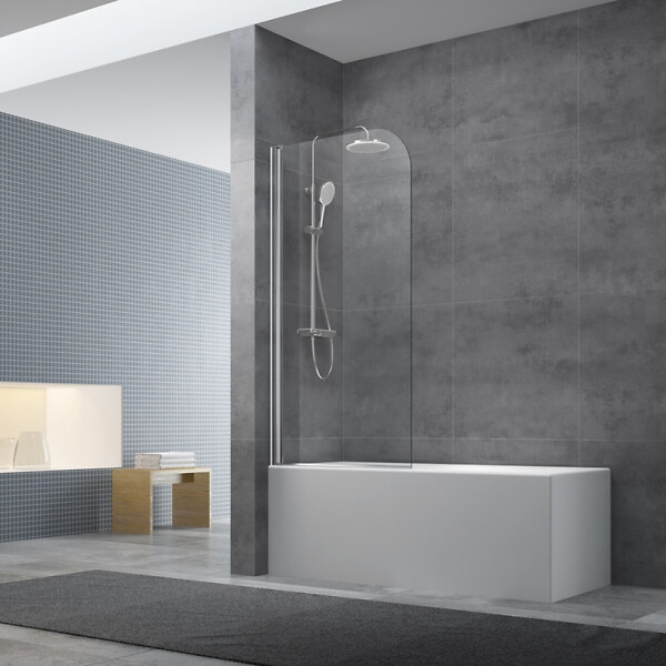 SWISS AQUA TECHNOLOGIES - Pare-baignoire avec un panneau pivotant en verre, 150x75cm, Chrome (SATVZUNIKCRT75) - large