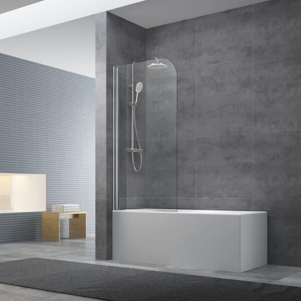 SWISS AQUA TECHNOLOGIES - Swiss Aqua Technologies Pare-baignoire avec un panneau pivotant en verre, 150x70cm, Chrome (SATVZUNIKCRT70) - large