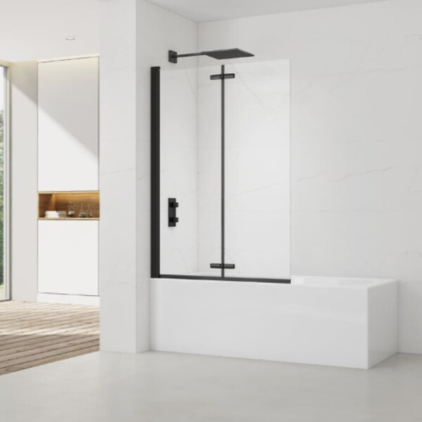 SWISS AQUA TECHNOLOGIES - Swiss Aqua Technologies 150x105 cm SK Pare-baignoire en verre 2 volets pliants, orientation gauche et droite, noir (SATVZSKNEW105C) - large