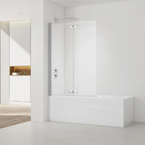 SWISS AQUA TECHNOLOGIES - 150x105 cm SK Pare-baignoire en verre 2 volets pliants, orientation gauche et droite, chrome (SATVZSKNEW105) - large