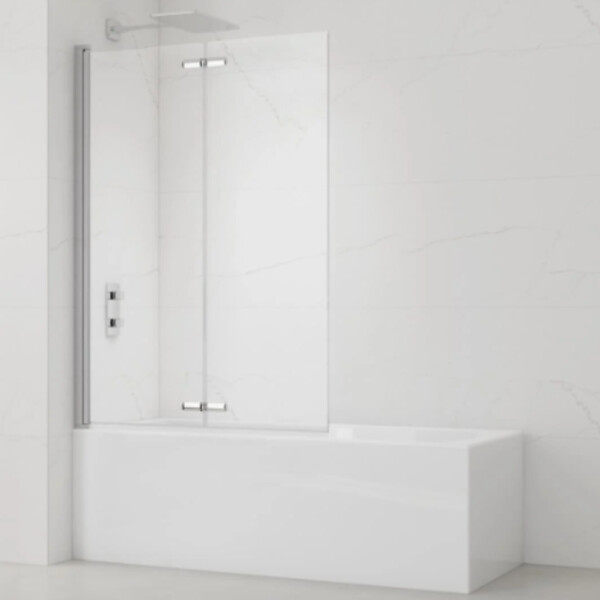 SWISS AQUA TECHNOLOGIES - 150x105 cm SK Pare-baignoire en verre 2 volets pliants, orientation gauche et droite, chrome (SATVZSKNEW105) - large