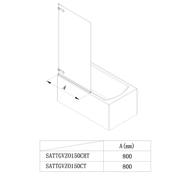 SWISS AQUA TECHNOLOGIES - Swiss Aqua Technologies 150x80 cm TGD NEW Pare-baignoire pivotant en verre, orientation gauche et droite, chrome (SATTGVZO150CRT) - large
