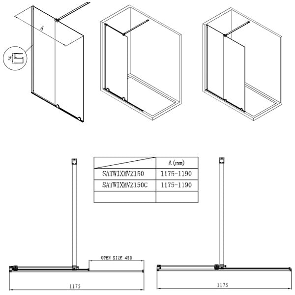 SWISS AQUA TECHNOLOGIES - Swiss Aqua Technologies Walk-In Xmotion Pare baignoire 150x117,5 cm, chrome (SATWIXMVZ150) - large