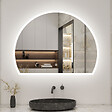 AICA SANITAIRE - AICA Miroir de salle de bain asymétrique 80x60cm led Demi-cercle Mirror 3 Colours Dimmable + Anti-buée + Mémoire - vignette