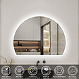 AICA SANITAIRE - AICA Miroir de salle de bain asymétrique 80x60cm led Demi-cercle Mirror 3 Colours Dimmable + Anti-buée + Mémoire - vignette