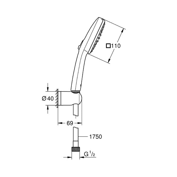 GROHE - Grohe Vitalio Comfort 110 Set de douche avec support mural + Douchette 2 jets, chrome (G26399001) - large