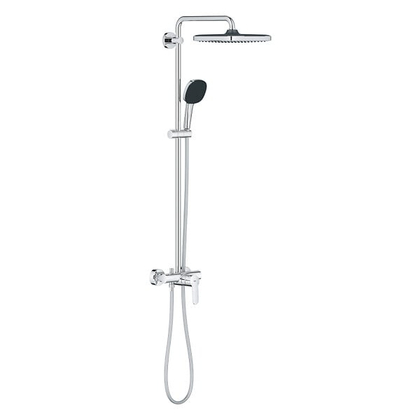 GROHE - Grohe Vitalio Comfort 250 Colonne de douche avec mitigeur monocommande + Douche de tête + Douchette 2 jets, chrome (G26985001) - large