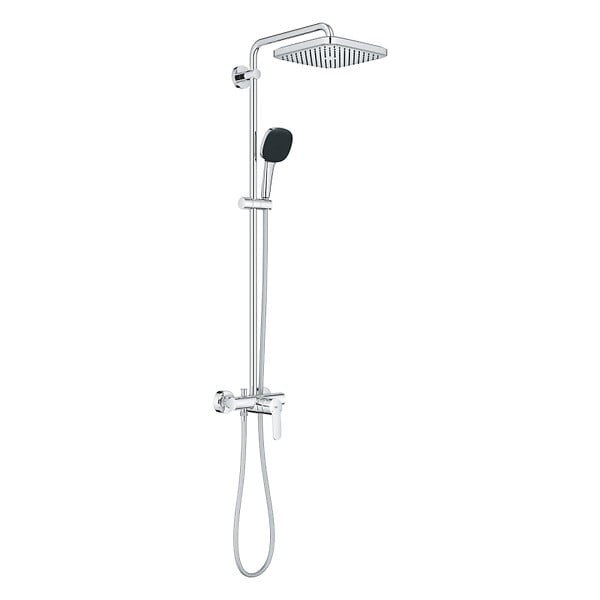 GROHE - Grohe Vitalio Comfort 250 Colonne de douche avec mitigeur monocommande + Douche de tête + Douchette 2 jets, chrome (G26985001) - large
