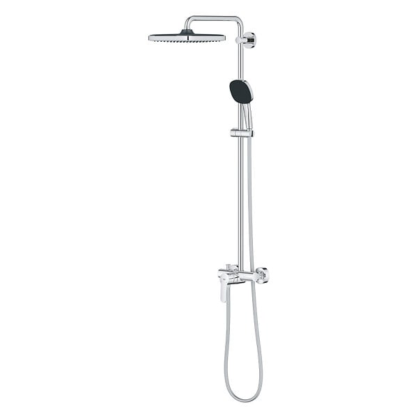 GROHE - Grohe Vitalio Comfort 250 Colonne de douche avec mitigeur monocommande + Douche de tête + Douchette 2 jets, chrome (G26985001) - large