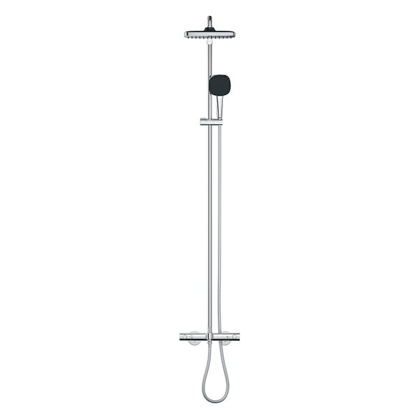 GROHE - Vitalio Comfort 250 Colonne de douche avec mitigeur thermostatique + Douche de tête + Douchette 2 jets, chrome (G26984001) - large