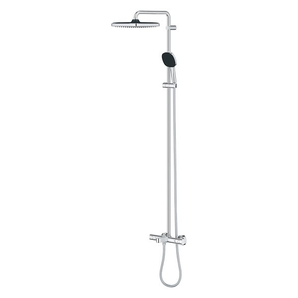 GROHE - Vitalio Comfort 250 Colonne de douche avec mitigeur thermostatique + Douche de tête + Douchette 2 jets, chrome (G26984001) - large