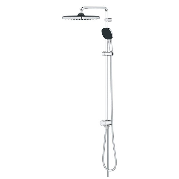 GROHE - Vitalio Comfort 250 Colonne de douche avec inverseur manuel + Douche de tête 2 jets + Douchette 2 jets , chrome (G26986001) - large