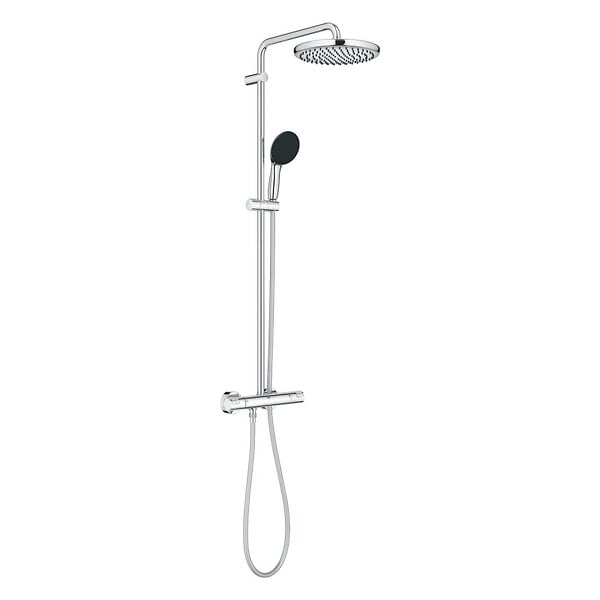 GROHE - Vitalio Start System 250 Colonne de douche avec mitigeur thermostatique + Douche de tête + Douchette 2 jets, chrome (G26677001) - large
