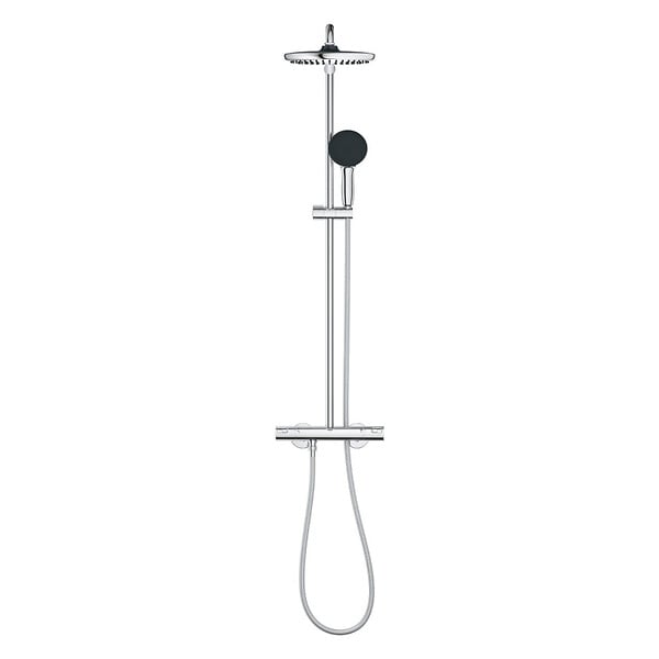 GROHE - Vitalio Start System 250 Colonne de douche avec mitigeur thermostatique + Douche de tête + Douchette 2 jets, chrome (G26677001) - large