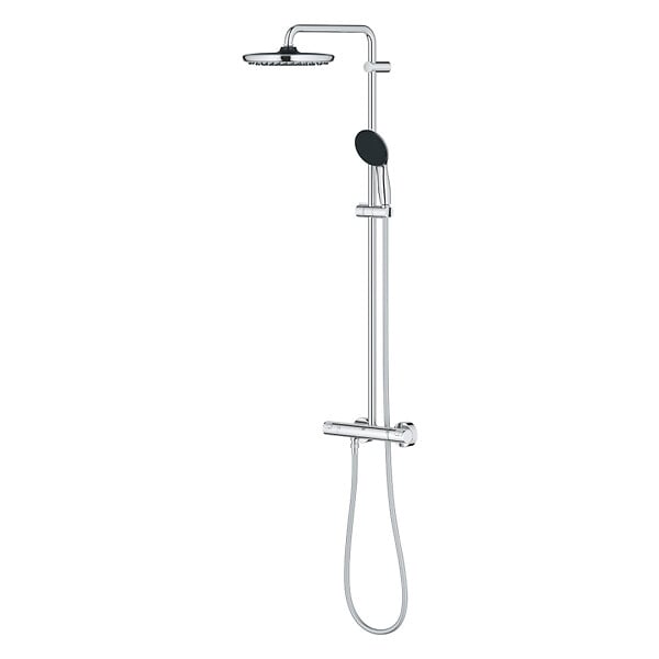 GROHE - Vitalio Start System 250 Colonne de douche avec mitigeur thermostatique + Douche de tête + Douchette 2 jets, chrome (G26677001) - large