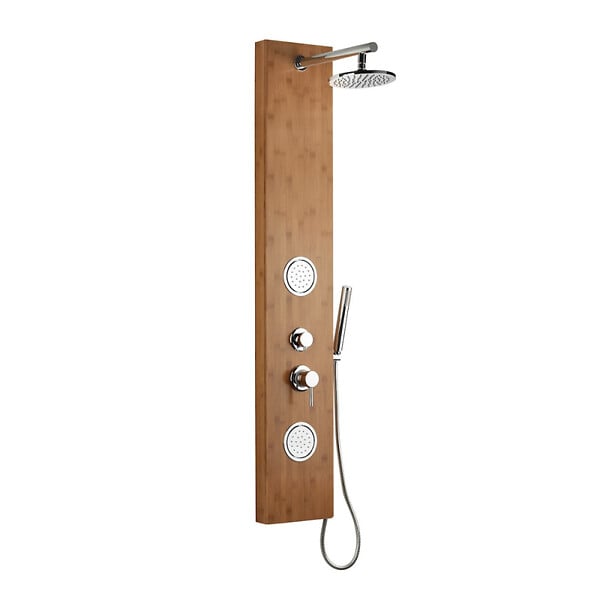 SIKO - Siko Bamboo Shower Colonne de douche hydromassante murale en bambou avec douche de tête et douchette à main (BAMBOOSHOWER) - large