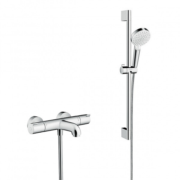 HANSGROHE - Hansgrohe Pack Ecostat 1001 CL Mitigeur Thermostatique bain/douche + Set de douche Crometta Vario (13201000-CROMETTA) - large