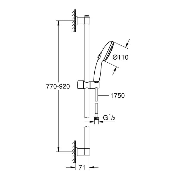 GROHE - Vitalio Start 110 Set de douche avec barre 90 cm + Douchette 2 jets, noir mat (G269542431) - large
