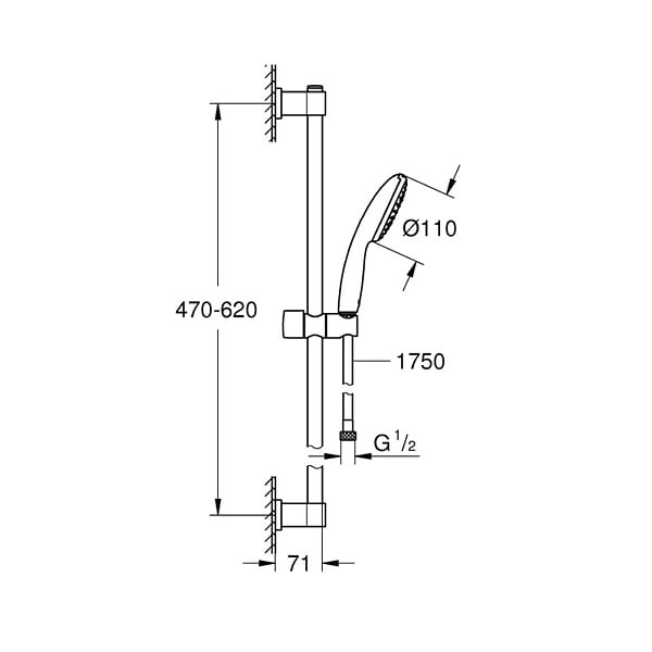 GROHE - Grohe Vitalio Start 110 Set de douche avec barre 60 cm + Douchette, chrome (G27942001) - large