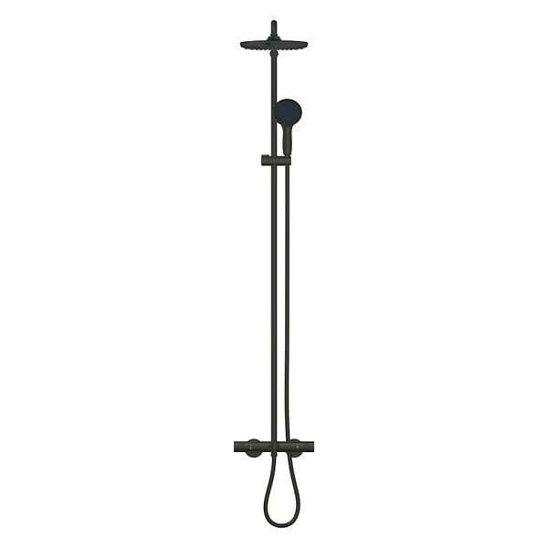 GROHE - Vitalio Start System 250 colonne de douche thermostatique bain/douche + douche de tête + douchette à main, noir mat (G269882431) - large