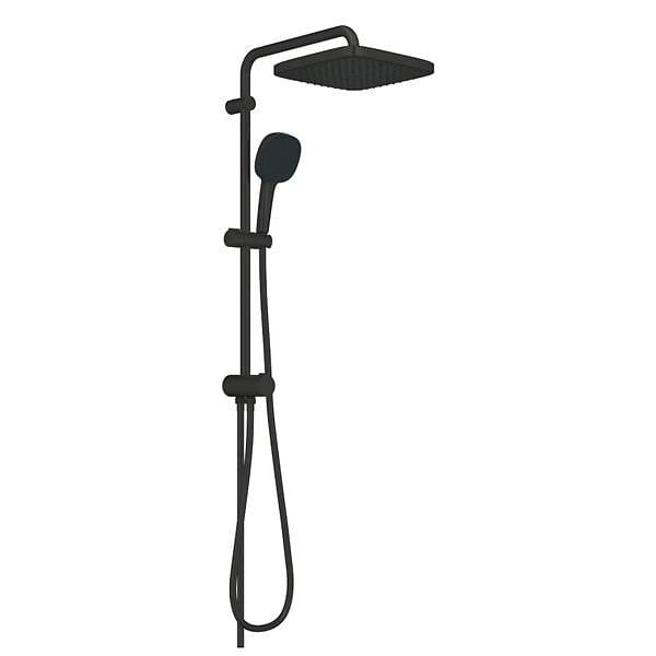 GROHE - Grohe Vitalio Comfort 250 Colonne de douche avec inverseur manuel + Douche de tête 2 jets + Douchette 2 jets, noir mat (G266982431) - large