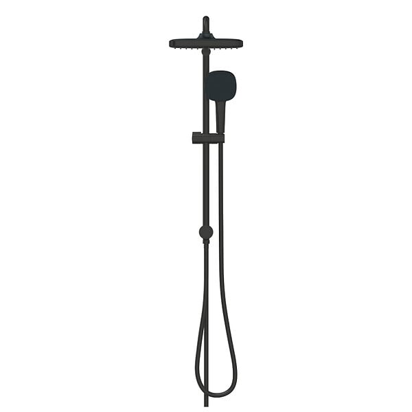 GROHE - Grohe Vitalio Comfort 250 Colonne de douche avec inverseur manuel + Douche de tête 2 jets + Douchette 2 jets, noir mat (G266982431) - large