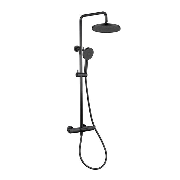 SWISS AQUA TECHNOLOGIES - Ensemble bain/douche 3 jets avec mitigeur thermostatique de baignoire + douche de tête + douchette à main, noir mat (SATSSTVKC) - large