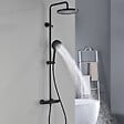 SWISS AQUA TECHNOLOGIES - Ensemble bain/douche 3 jets avec mitigeur thermostatique de baignoire + douche de tête + douchette à main, noir mat (SATSSTVKC) - vignette