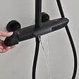SWISS AQUA TECHNOLOGIES - Ensemble bain/douche 3 jets avec mitigeur thermostatique de baignoire + douche de tête + douchette à main, noir mat (SATSSTVKC) - vignette