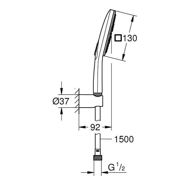 GROHE - Grohe Rainshower Smartactive 130 Cube Ensemble de douche 3 jets avec support mural, chrome (26589000) - large