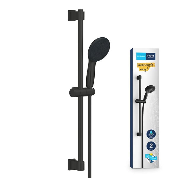 GROHE - Vitalio Start 110 Set de douche avec barre + Douchette 2 jets, noir mat (279482431) - large