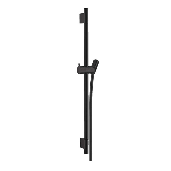 HANSGROHE - Unica Set barre de douche S Puro 65 cm avec flexible + Douchette à main 3 jets Raindance 120 Select E , noir mat (28632670-SET) - large