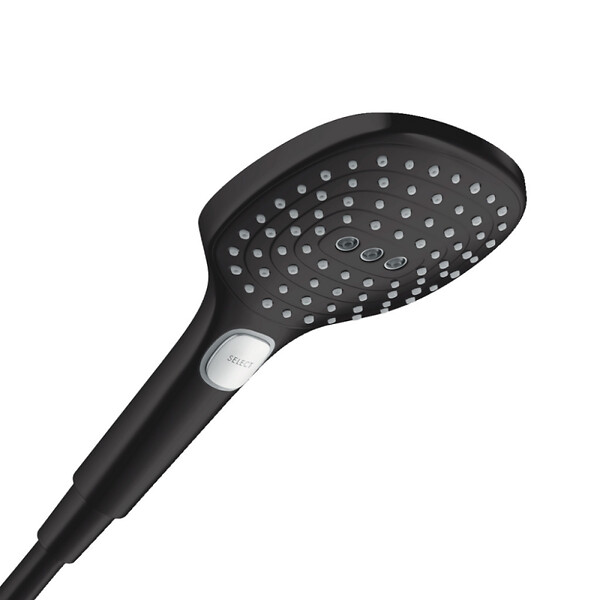 HANSGROHE - Unica Set barre de douche S Puro 65 cm avec flexible + Douchette à main 3 jets Raindance 120 Select E , noir mat (28632670-SET) - large