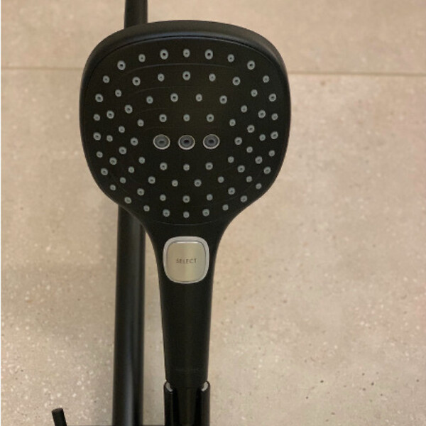 HANSGROHE - Unica Set barre de douche S Puro 65 cm avec flexible + Douchette à main 3 jets Raindance 120 Select E , noir mat (28632670-SET) - large