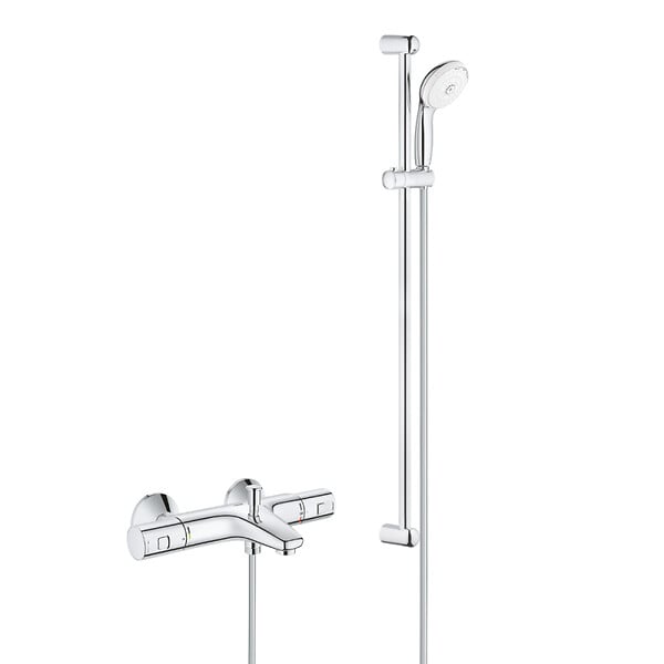 GROHE - Grohe Tempesta 100 ensemble de douche complet 3 jets + mitigeur thermostatique bain/douche 1/2", chrome (34598000-28789002) - large