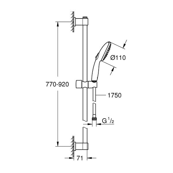 GROHE - Grohe Vitalio Start 110 Set de douche avec barre 90 cm + Douchette 3 jets, chrome (G26956001) - large