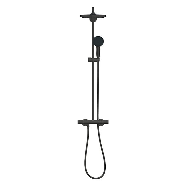 GROHE - Grohe Vitalio Start System 250 colonne de douche thermostatique + douche de tête + douchette 2 jets, noir mat (G266782431) - large