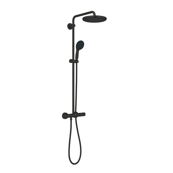 GROHE - Grohe Vitalio Start System 250 colonne de douche thermostatique + douche de tête + douchette 2 jets, noir mat (G266782431) - large