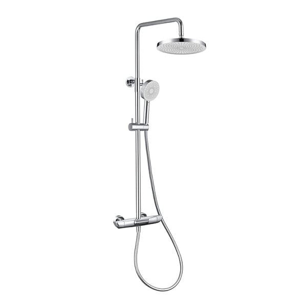 SWISS AQUA TECHNOLOGIES - Ensemble bain/douche 3 jets avec mitigeur thermostatique de baignoire + douche de tête + douchette à main, chrome (SATSSTVK) - large