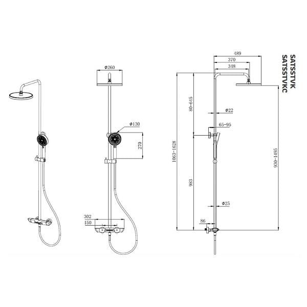 SWISS AQUA TECHNOLOGIES - Ensemble bain/douche 3 jets avec mitigeur thermostatique de baignoire + douche de tête + douchette à main, chrome (SATSSTVK) - large