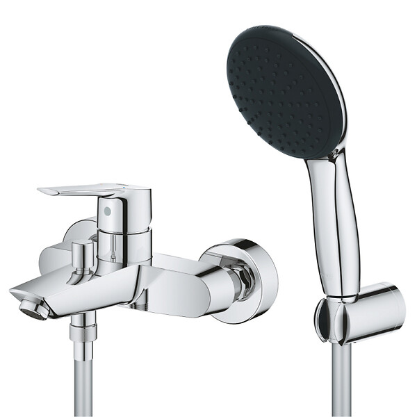 GROHE - Grohe Start Set de douche mitigeur monocommande Bain/Douche + Douchette à main 1 jet + Support mural, chrome (G25283002) - large