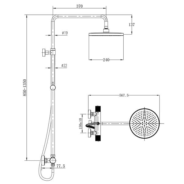 SWISS AQUA TECHNOLOGIES - Swiss Aqua Technologies Colonne de douche avec mitigeur thermostatique + Douche de tête 240 mm +  Douchette 2 jets, Noir (SATSSTKC) - large