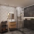 SWISS AQUA TECHNOLOGIES - Swiss Aqua Technologies Colonne de douche avec mitigeur thermostatique + Douche de tête 240 mm +  Douchette 2 jets, Noir (SATSSTKC) - vignette