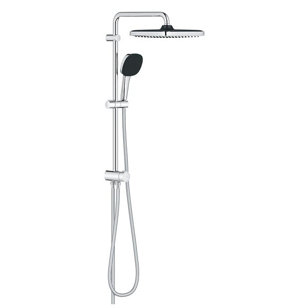 GROHE - Vitalio Comfort 250 Colonne de douche avec inverseur manuel + Douche de tête 2 jets + Douchette 2 jets, chrome (G26698001) - large