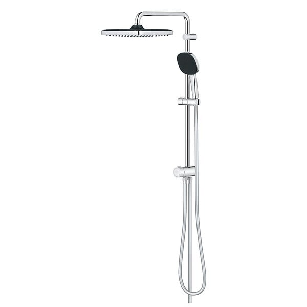 GROHE - Vitalio Comfort 250 Colonne de douche avec inverseur manuel + Douche de tête 2 jets + Douchette 2 jets, chrome (G26698001) - large