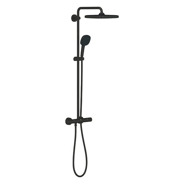 GROHE - Grohe Vitalio Comfort 250 colonne de douche thermostatique + douche de tête + douchette 2 jets, noir mat (G266972431) - large
