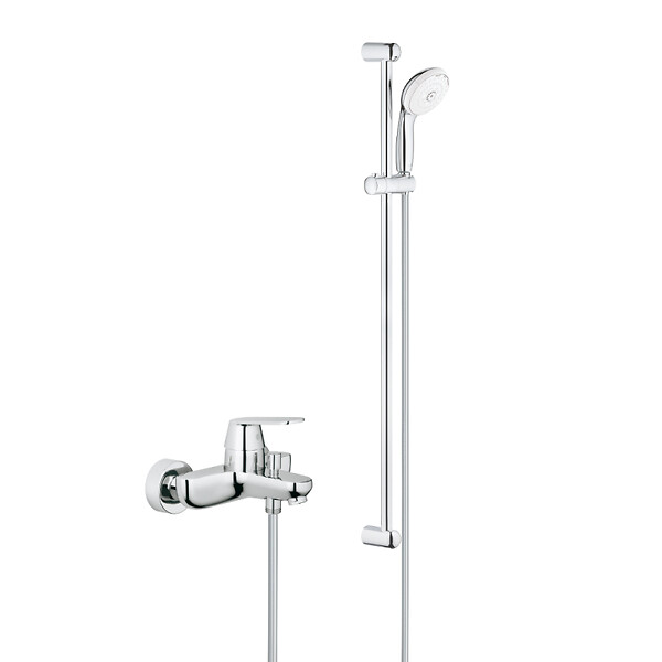 GROHE - Tempesta 100 ensemble de douche complet 3 jets + mitigeur monocommande 1/2" bain/douche, chrome (32831000-28789002) - large