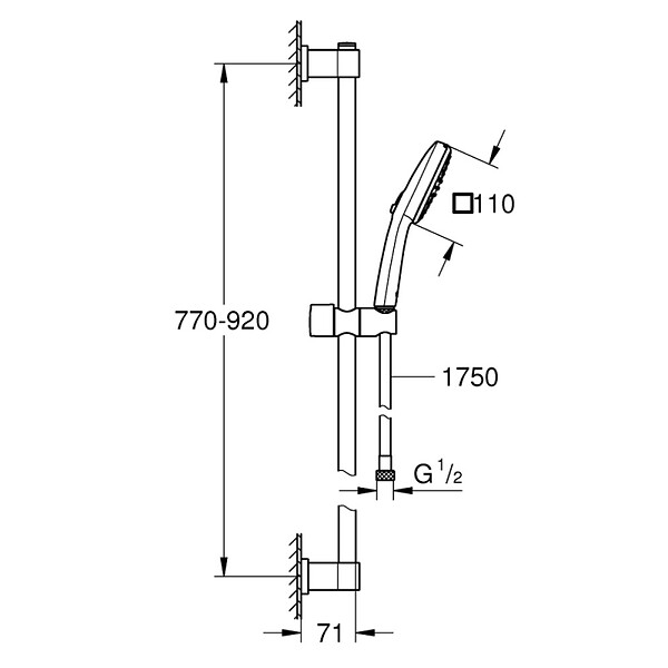 GROHE - Vitalio Comfort 110 Set de douche avec barre + Douchette 2 jets, noir mat (G269302431) - large