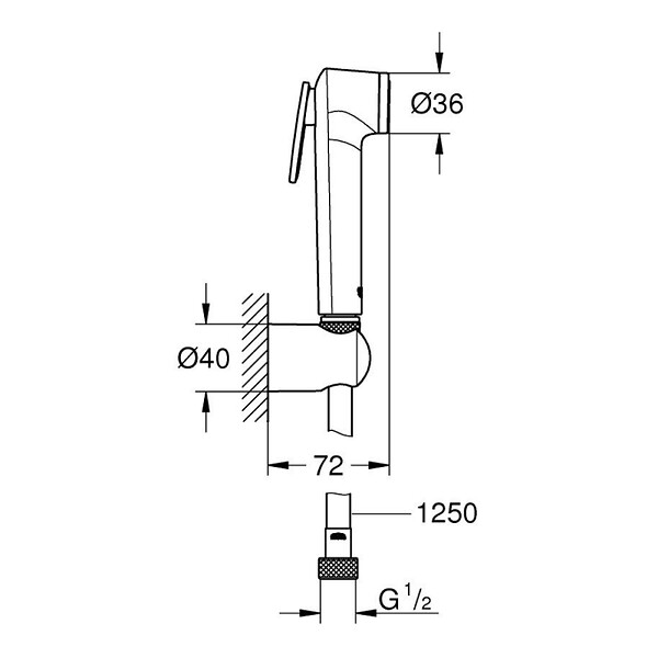 GROHE - Tempesta-F Trigger Spray 30 Ensemble de douche 1 jet avec support mural, hard graphite (27513A01) - large