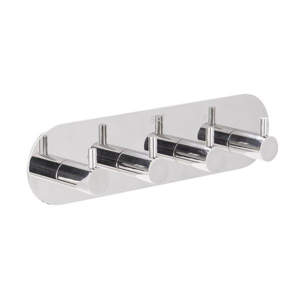SWISS AQUA TECHNOLOGIES - Swiss Aqua Technologies Patère murale adhésive quadruple crochets en acier inoxydable, chrome brillant (HACEKNALEP4K) - large
